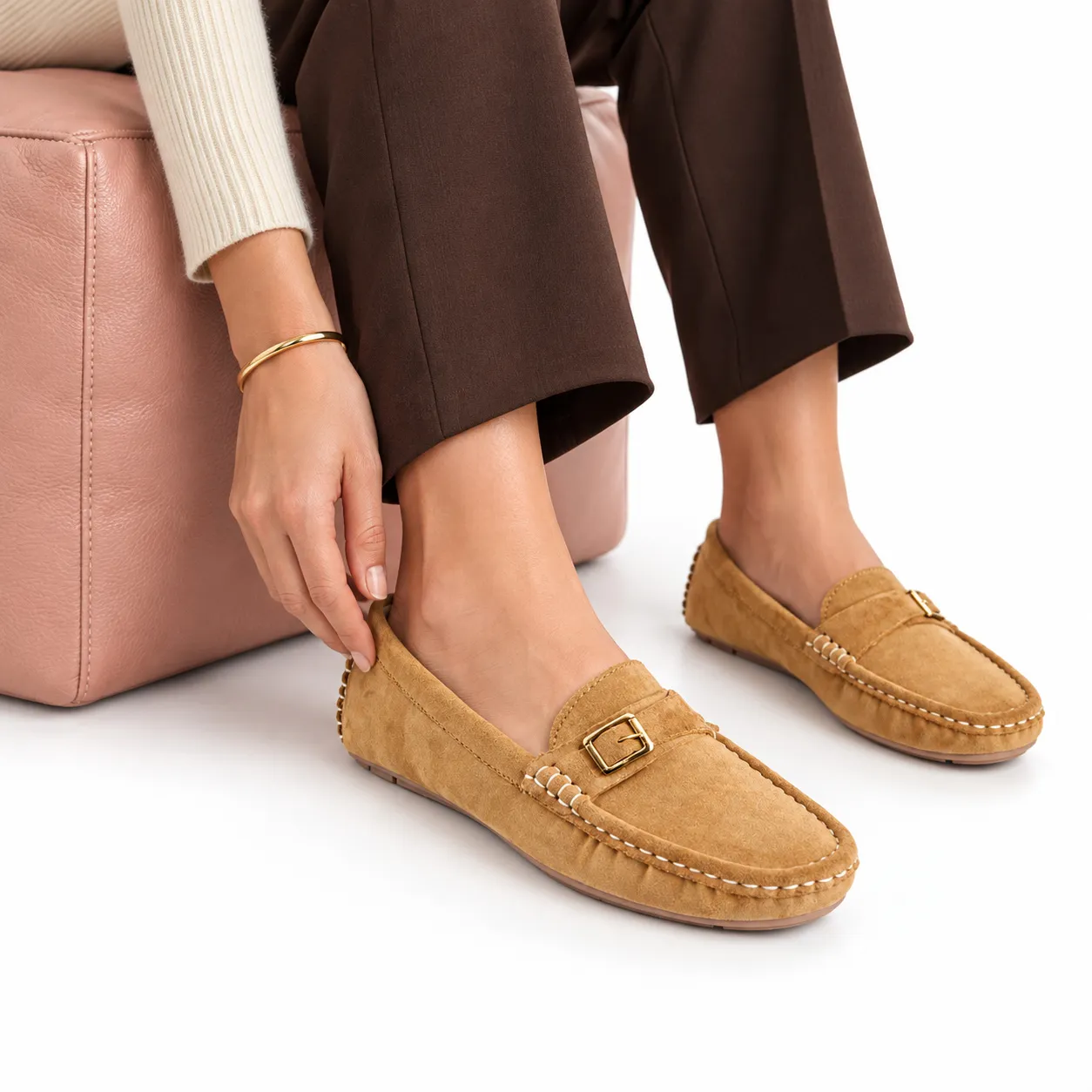 Mocassin pour femme M2025 beige daim  